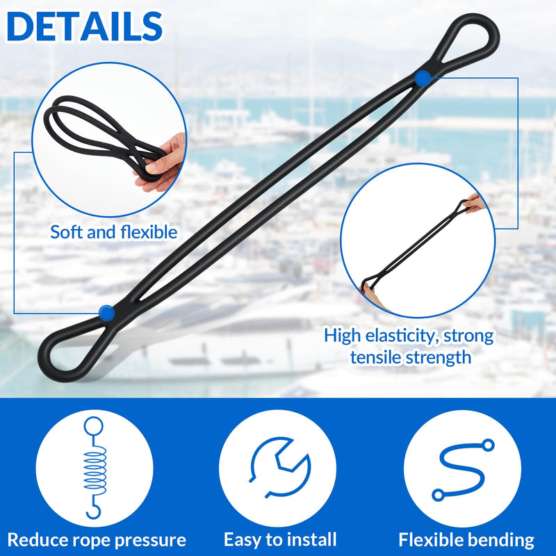 Seenelling 2 Pcs 17.7 Inch Boat Mooring Snubber for Dock Lines 1/2 Inch Shock Absorber, Heavy Duty, Black