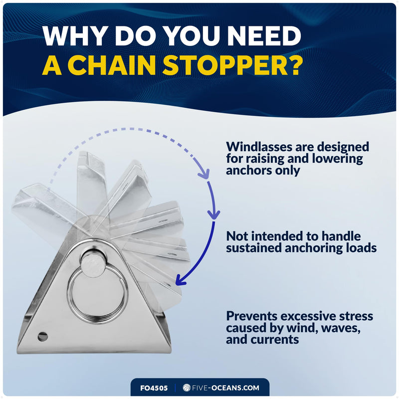 Five Oceans Stainless Steel Anchor Chain Lock Stopper for 3/16-Inch - 1/4-Inch Chains - FO4505