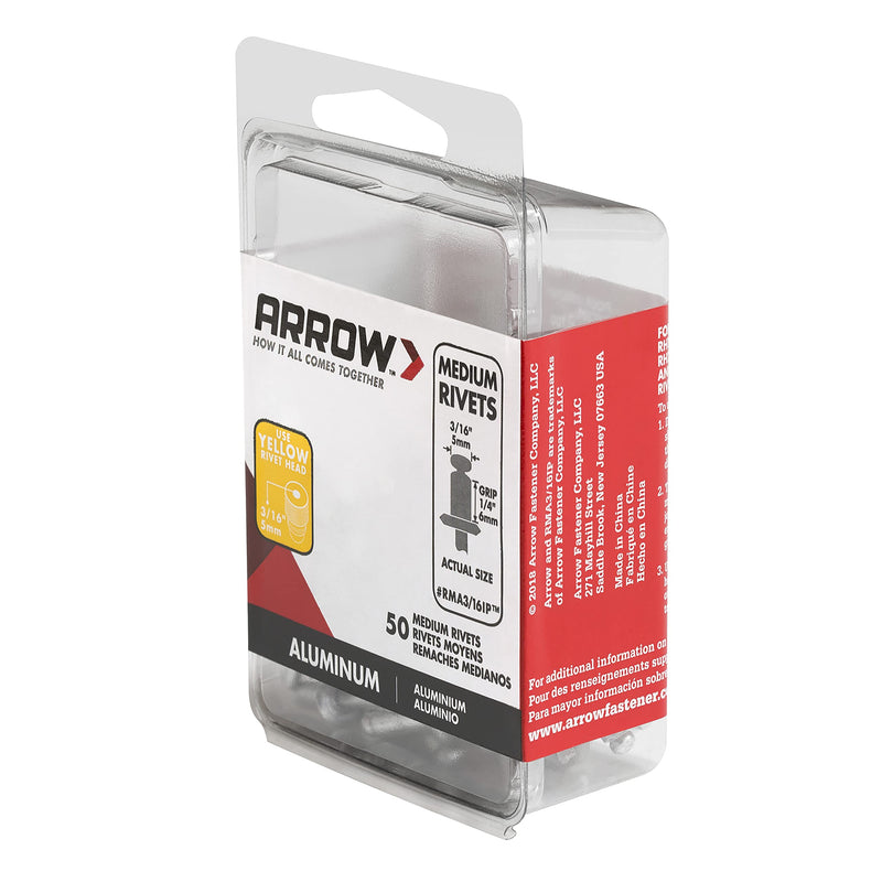 Arrow Fastener RMA3/16IP Medium Aluminum 3/16-Inch Rivets, 50-Pack