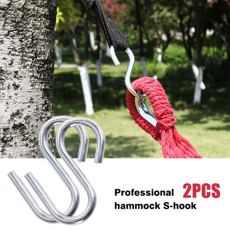 Heavy Duty S Hooks, 2pcs Stainless Steel Fishing Hiking Hammock Hook S Shaped Hooks Thickness Hammock Hanging S Shape Hooks Silver
