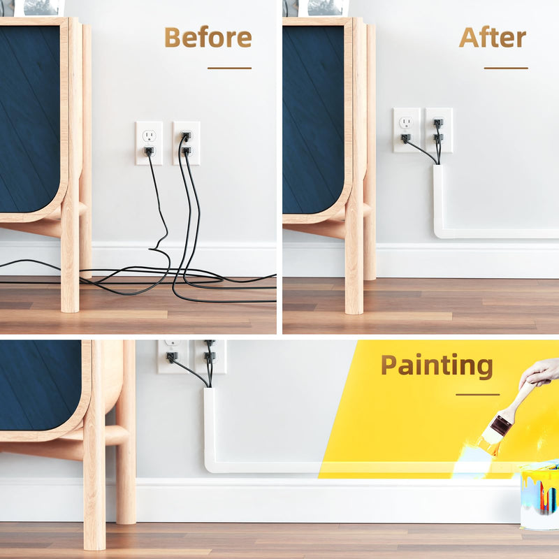 Delamu 94in Large Cable Hider, Cord Hider Cord Covers for Wire on Wall, Paintable Wire Covers Wire Hider for Cords on Wall, TV Cable Cover Raceway to Hide 3-4 Cords, 6xL15.7 W1.18 H0.67in, White