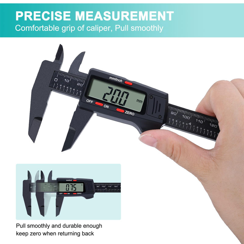Kynup Digital Caliper, Caliper Measuring Tool with LCD Screen, Electronic Micrometer Caliper with Auto-Off Feature, Inch and Millimeter Conversion(0-6") 6" Plastic Black