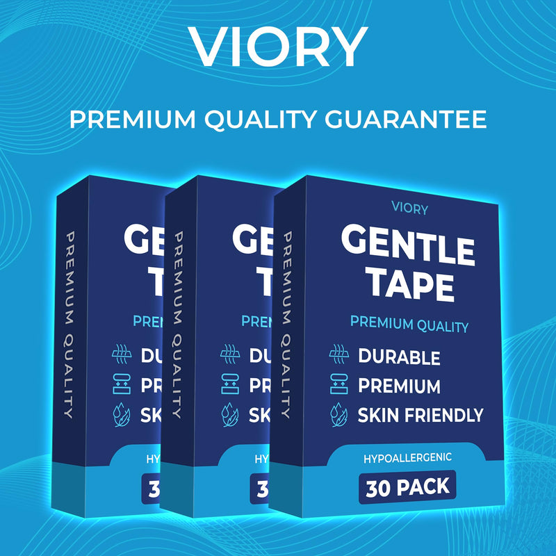 VIORY Gentle Tape (30 Pack) - Pain Free Removal, Hypoallergenic, Latex Free & Gentle On Skin - Skin Friendly Adhesive Cotton Tape