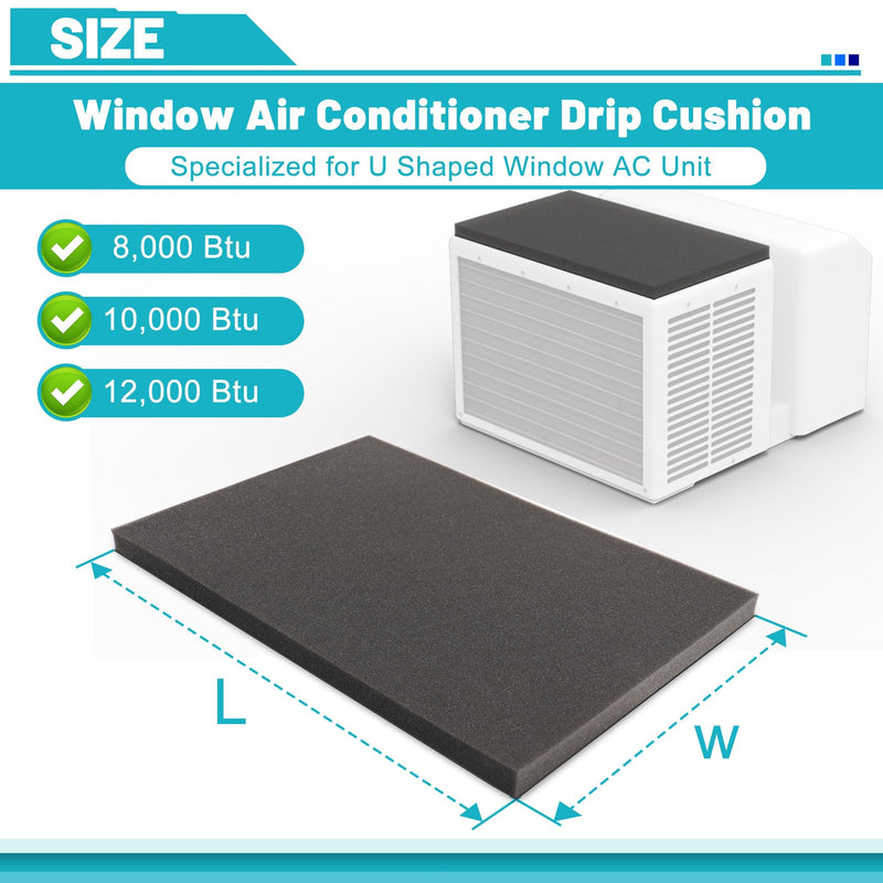 Air Conditioner Drip Cushion, Removable AC Rain Cover with Strong Magnetic Backing, Fit for U-Shaped Window AC Unit, Reduce Noise of Raining, Easy to Cut & Install