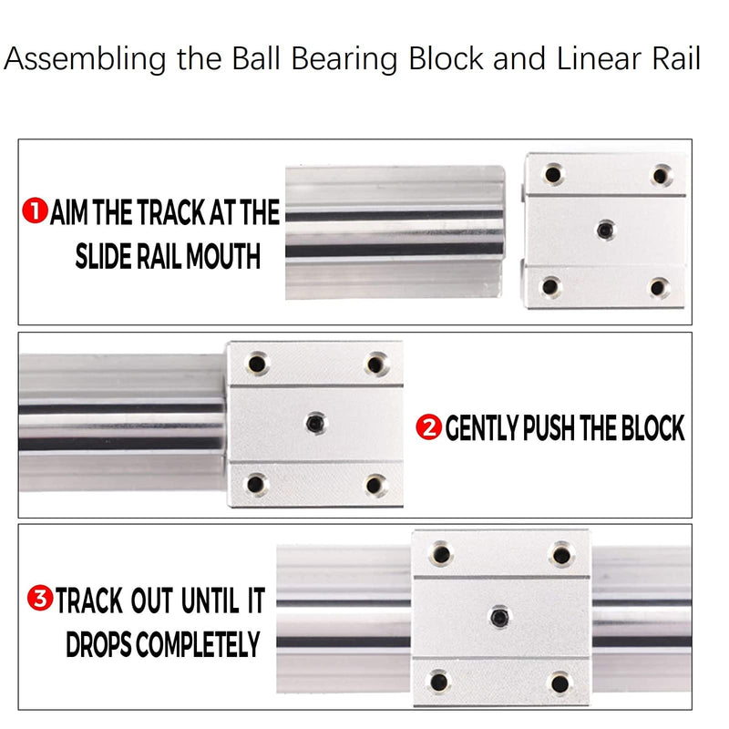 SBR20UU Bearing Blocks, 2Pcs 20mm Open Sliding Ball Bearing Block for SBR20 Linear Motion Shaft Guides Slide Rails as CNC Linear Rail Kit SBR20UU