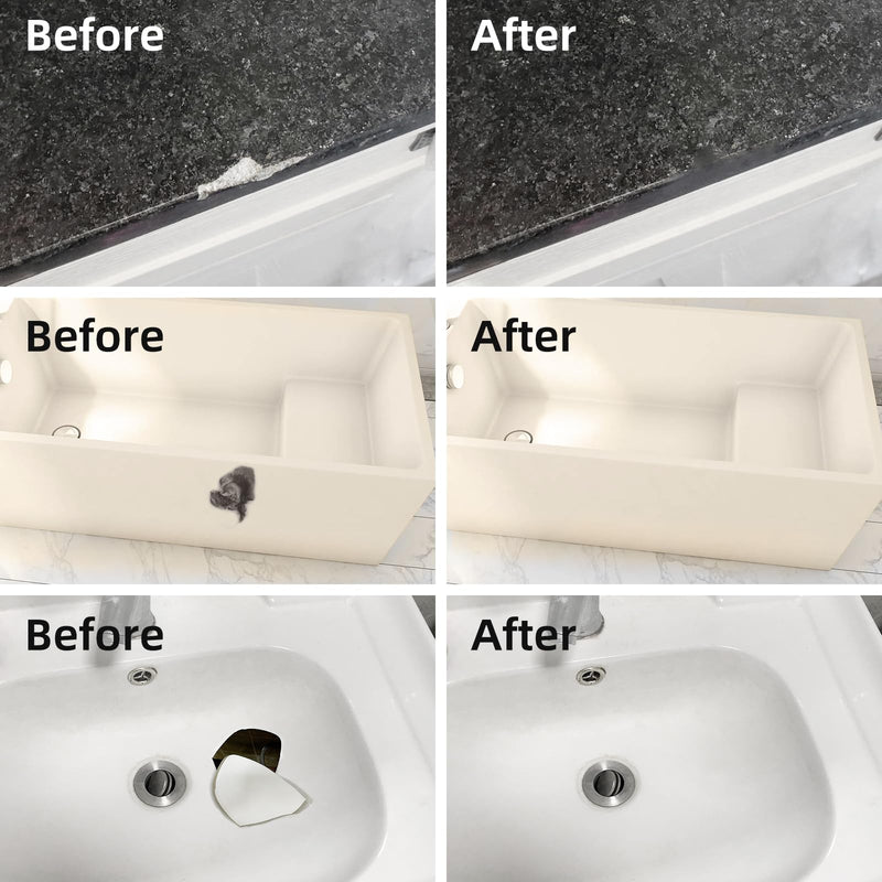 Tub and Fiberglass Shower Repair Kit White, 3.7oz Porcelain Tile Repair Kit, Porcelain Sink and Acrylic Bathtub Repair Kit for Cracks Chips Dents Holes Almond/Biscuit/Bone