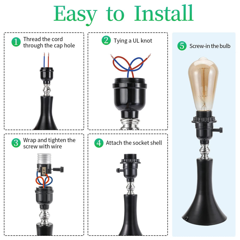 UL Listed E26 Light Socket, Lamp Socket Replacement with ON/Off Switch Medium Base Lamp Parts with 2 Lamp Socket Ring, Light Bulb Fixture Socket for Table Lamp, Floor Lamp, 1-Pack Light socket-1 Pack
