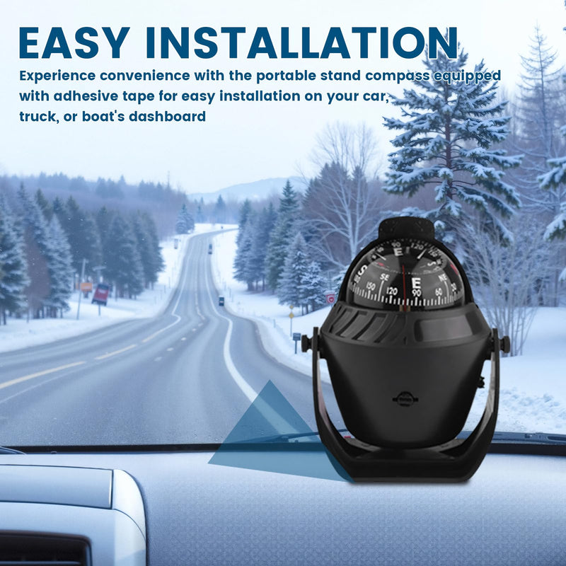 Vehicle Dashboard Compass for Car LED Light Auto Dash Mount Navigation Automobile Direction Indicator for Car Boat Truck