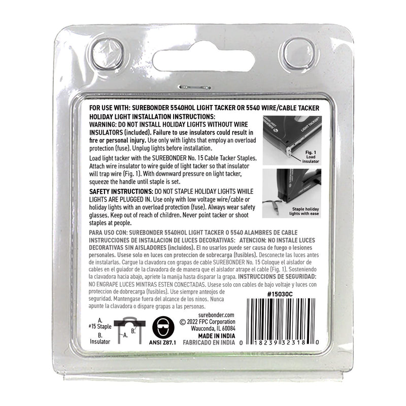 15030C Light Staples and Insulators - 60 Staples and 30 Insulators, 5 Pack