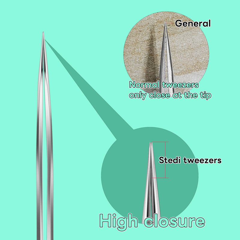 stedi 2PCS Precision Tweezers Set, Model Hobby Making Tools,Ultra-Precision Premium Stainless Steel Tweezers for Gundam, Scale Military Model, 3D Resin Parts, Industrial Tweezers Straight tip & Curved Tip Tweezers