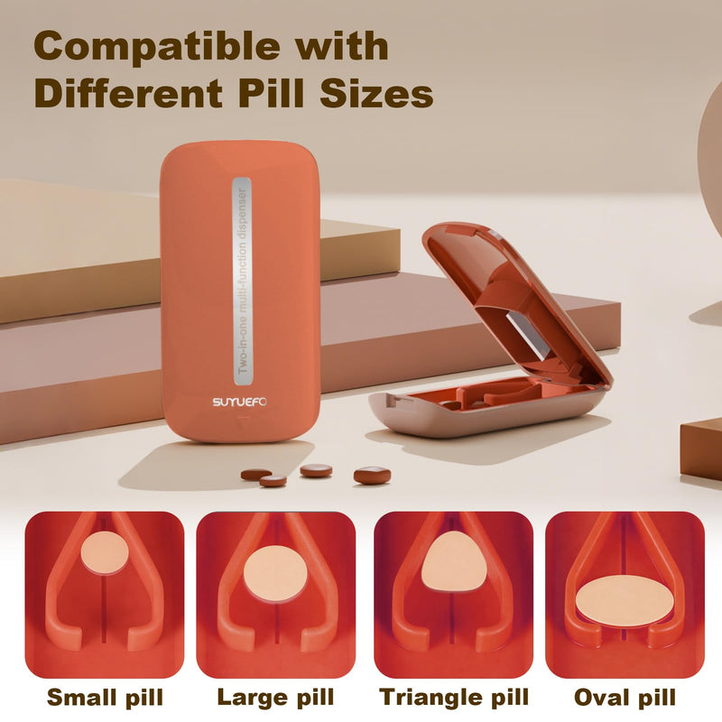 Pill Crusher, Grind Pills to Fine Powder, with Pill Cutter for Small and Large Medication and Vitamin Tablets with Storage Compartment - Great for Feeding Tube, Kids, Pets, Elderly - Ideal for Travel Black