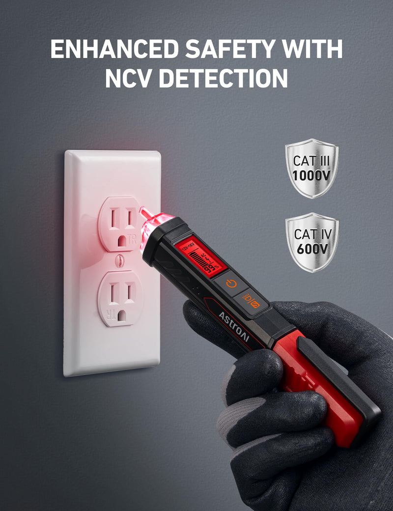 AstroAI VTS1000H Voltage Tester with Screwdriver, Non-Contact Electrical Tester, Dual Range AC 12V/70V-1000V, Live Wire Tester, Wire Breakpoint Finder, Audible Alarm, LCD Percentage Display