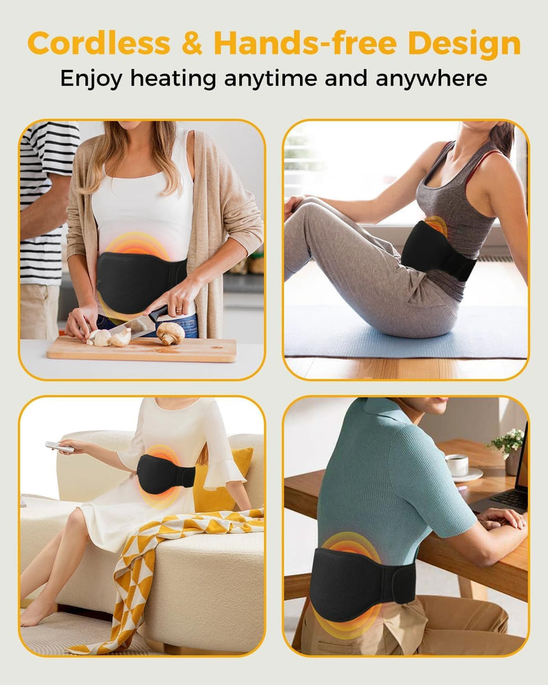 AROMA SEASON Flexible heat belt heating belt far infrared (FIR) to go with 6h battery for stomach/back/lumbar | Electric heating pad with automatic switch-off