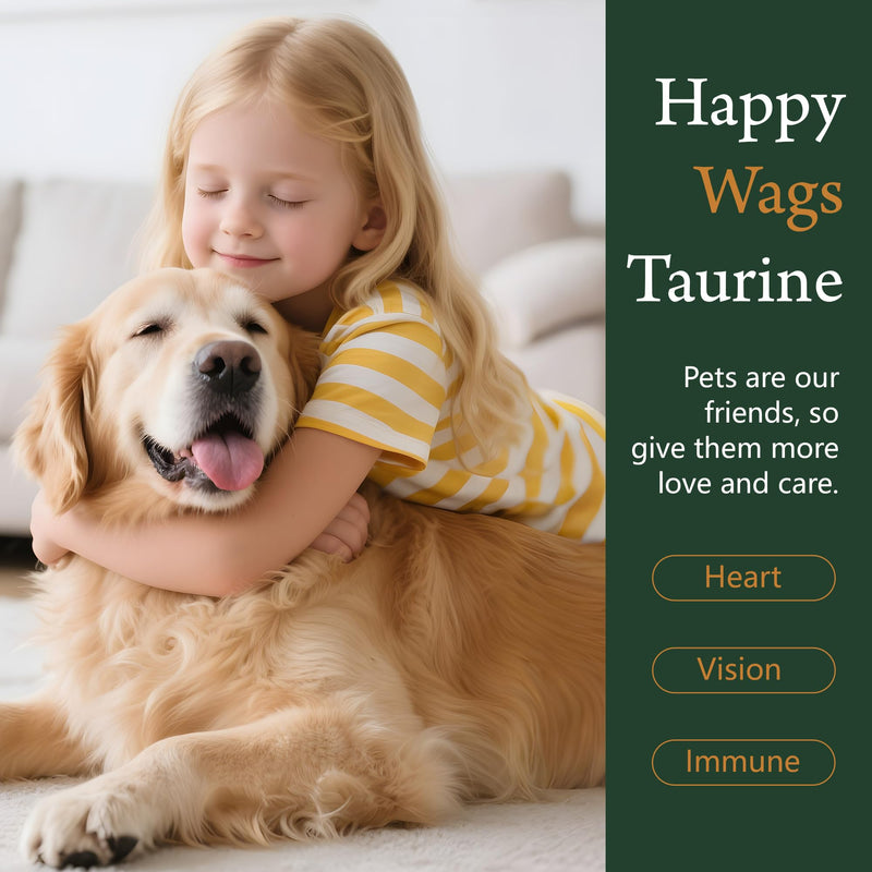 Happy Wags Taurine Powder for Dogs,Pure Amino Acid Supplement, Heart Vision Immune Aging Support, Tasteless Food Topper,Daily Scoop, All Breeds Ages,2.11 Oz (1pc) 1pc