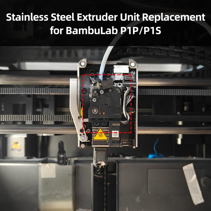 Immdinogo Stainless Steel Extruder Unit Replacement for BambuLab P1P/P1S: Dual Gear Hotend Printing Extrusion Assembly to Increase Extrusion Force and Filament Run-Out Detection 3D Printer Accessories