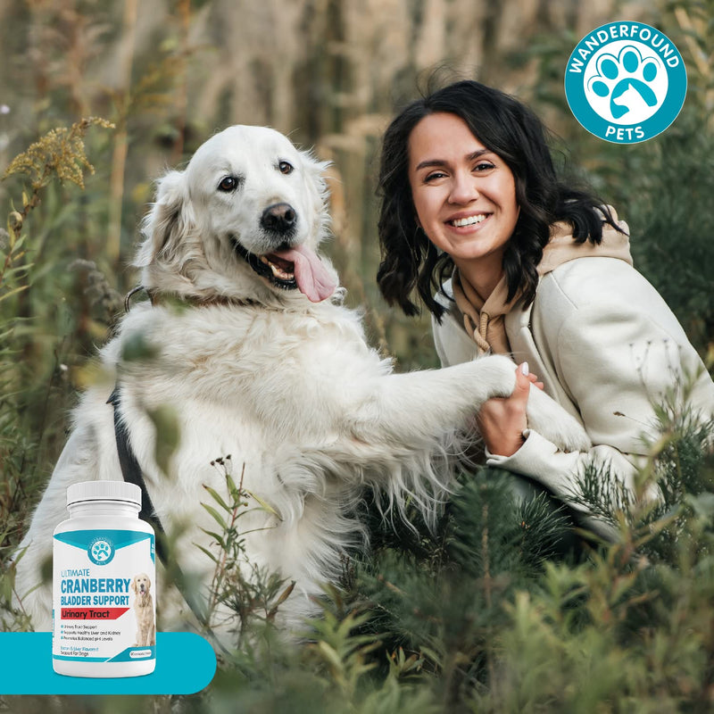 Wanderfound Pets Ultimate Cranberry Bladder UTI Support Supplement for Dogs - Dog Urinary Tract Infection Incontinence Formula with Cordyceps Mushroom - Bacon & Liver Flavor - 90 Chewable Tablets - PawsPlanet Australia