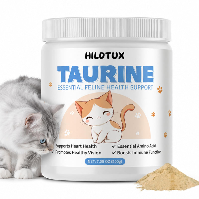 Taurine for Cats, Taurine Supplement, Pure Taurine Powder Supplement for Heart, Vision, Immunity & Daily Vitality, Unflavored, Easy Mix - 200g (40 Servings)