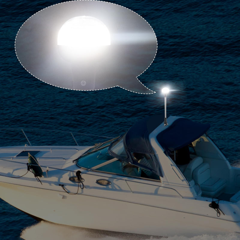 16 Inches Stern Light,Bimini Top Light,Navigation Lights,White Anchor Lights,Folding Base,USCG Certified 2NM,for Pontoon Boats