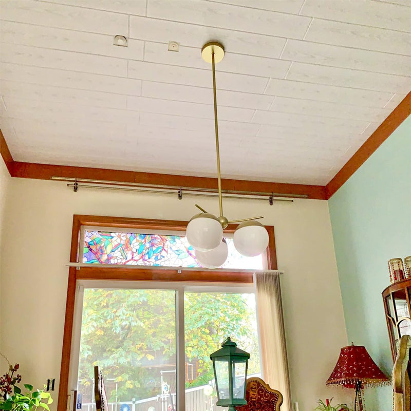 A La Maison Ceilings WPab-12 Hand Painted Foam Wood Ceiling Planks 39 in x 6 in, Antique Brass, Pack of 12
