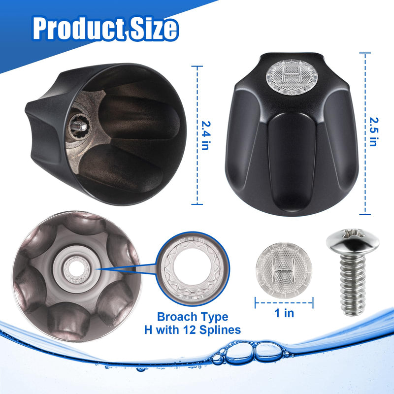 Dreyoo 3 Piece Shower Knob Replacement Compatible with Price/Pfister Verve Tub Shower, Bathtub Faucet Handle Remodel Trim Kit Include 1 Hot 1 Cold 1 Diverter and 3 Screws(Matte Black) Matte Black