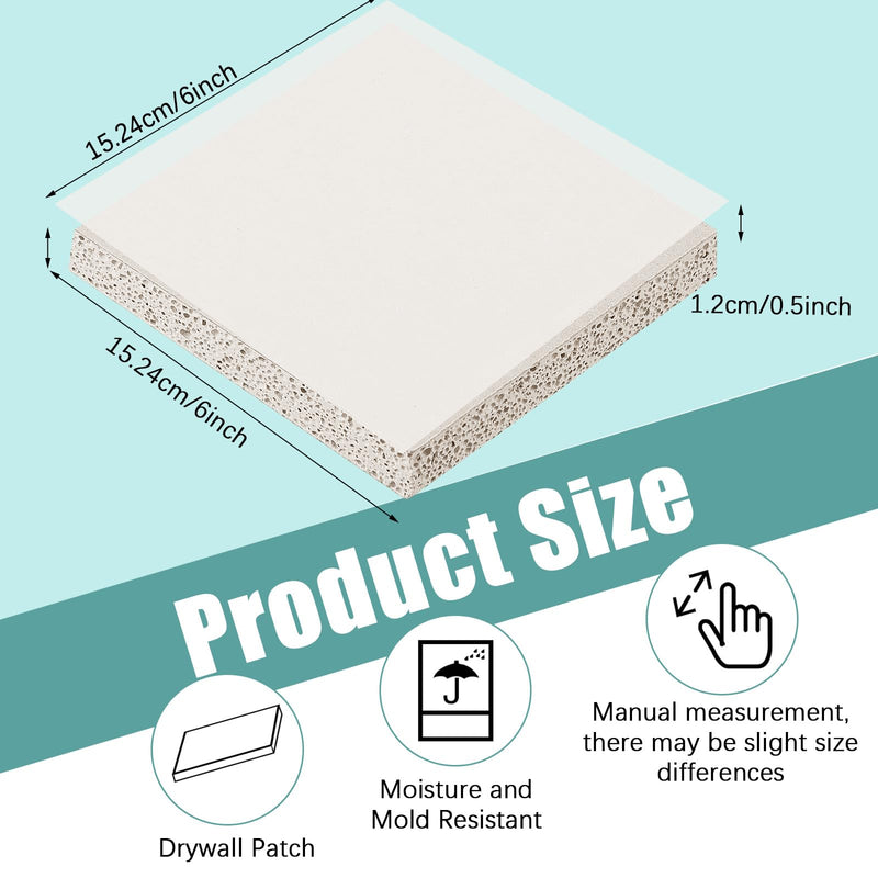 Amylove Drywall Repair Panel Drywall Patch Panel for Wall Repair(4 Pieces,6" x 6" x 1/2") 6" x 6" x 1/2" 4