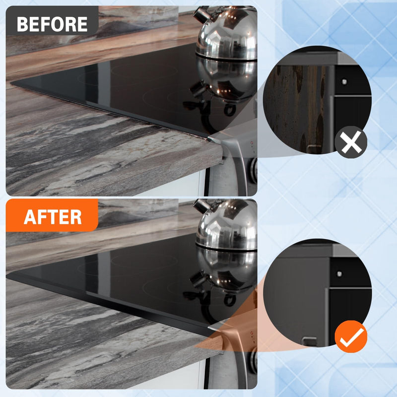 Stove Gap Covers Stainless Steel, 2 Pack Stove Gap Filler Easy Retractable Length 13.8" to 27.5", Width 0.79" ALMCALS Stove Gap Guards Range Trim Kit, Heat Resistant Guard Between Stove Top & Counter Black