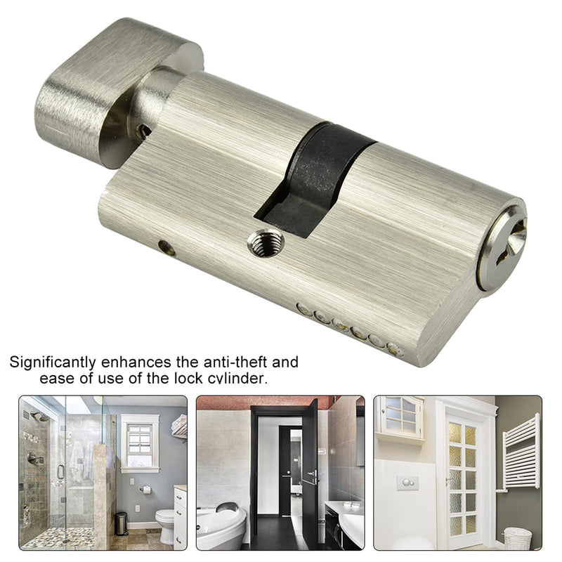 Lock Cylinder Single Open Lock Solid Copper Lock Cylinder, Anti Theft Cylinder with 3 Keys, Bedroom Bathroom Kit for Wooden Aluminum Doors Proof Lock (L=60mm (30/30))