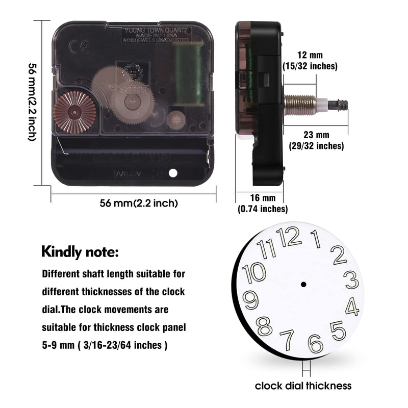 Large Wall Clock 12888 Movement Replacement, I Axis Shaft High Torque Clock Parts, Quartz Clock Mechanism Battery Operated, Giant Wall Clock Motor Repair DIY (DW-12888-I, No Hands) Thread Length: 12mm(15/32 inches) No Clock Hands