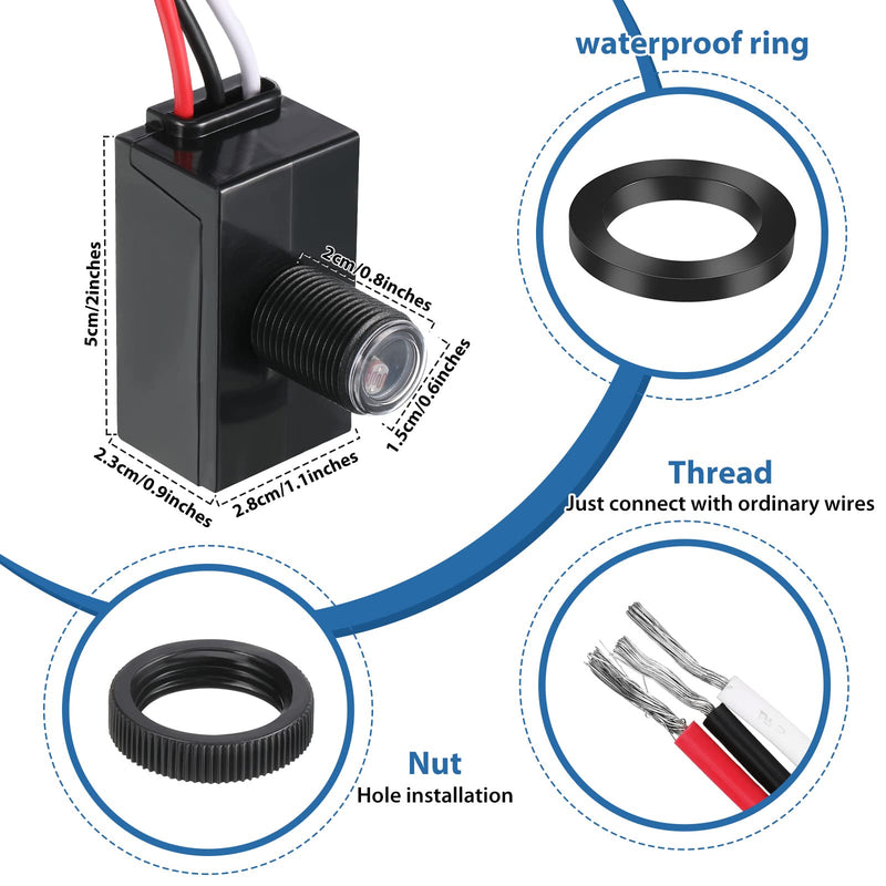 Flutesan 3 Pieces Dusk to Dawn Sensor for Outdoor Lighting 100-277v Photocell Sensor Photo Eye Sensor Photoelectric Switch Hardwired Post Eye Light Control Most Outdoor Lamp Fixtures Bulbs