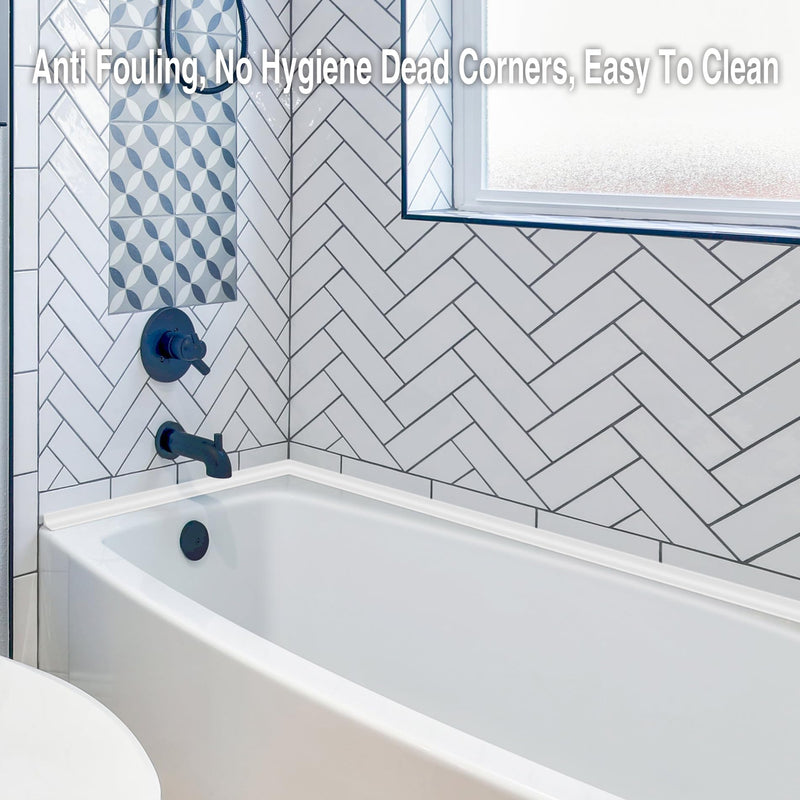 236 Inch Peel and Stick Quarter Round Molding Trim,Bathtub Trim Molding,Sink Gap Filler,Silicone Rubber Kitchen Water Splash 236 Inch Guard,White L Shaped Wall Corner/Baseboard Trim Cover Protector