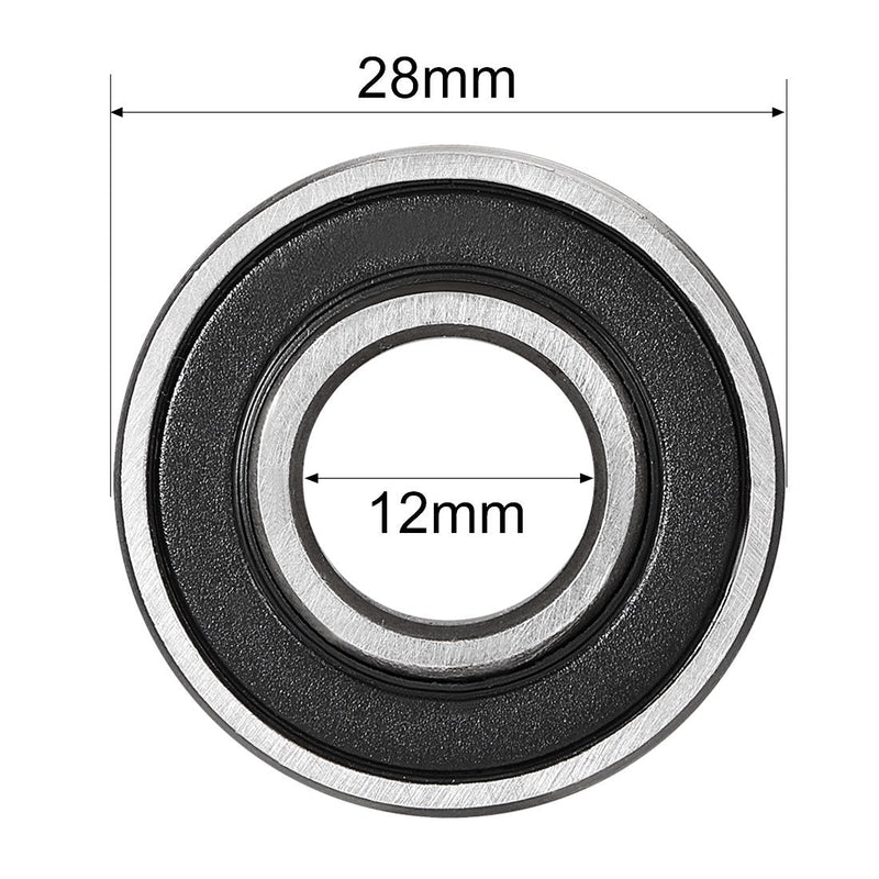 uxcell 6001-2RS Ball Bearing 12mm x 28mm x 8mm Double Sealed 180101 Deep Groove Bearings High Carbon Steel Z1 2pcs 6001RS (12*28*8)