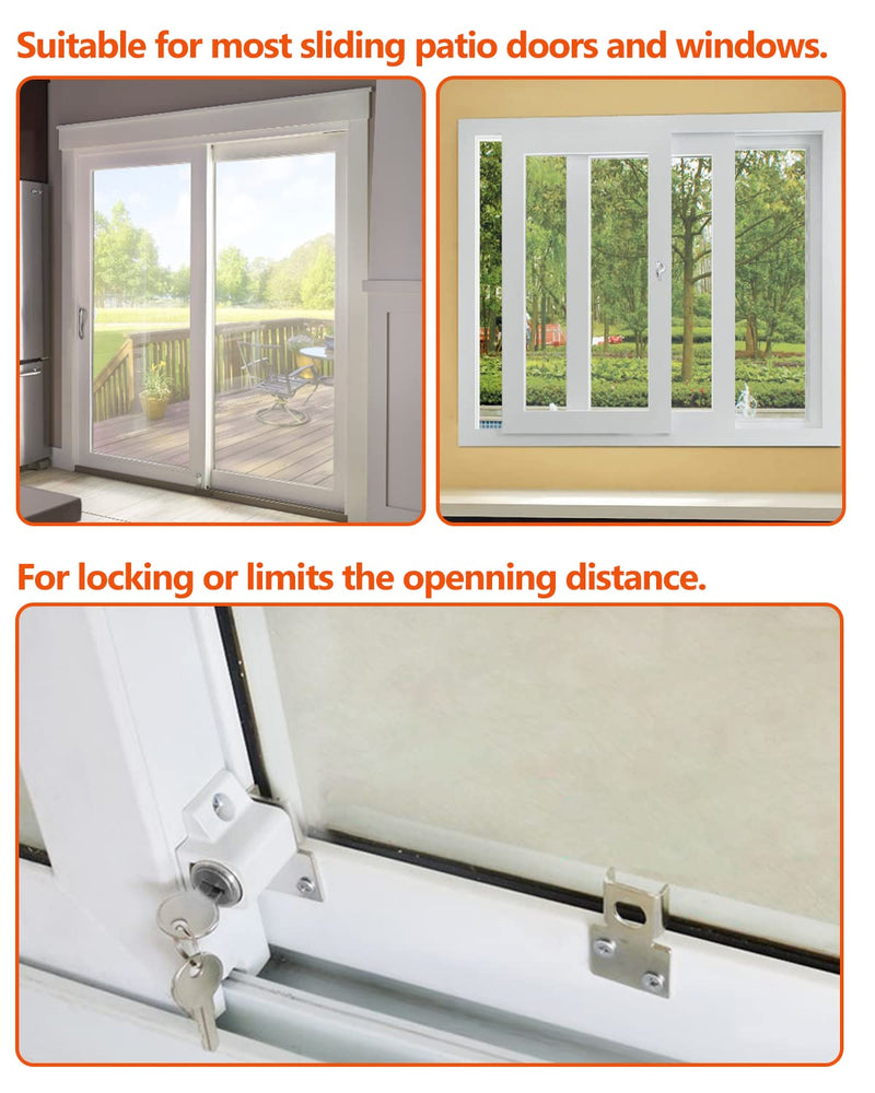 Lock, 2 Pack Sliding Door Window Lock, Push-in Key Lock, Patio Door Locks for Home Office Classroom (White)