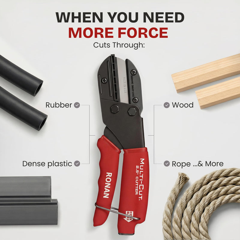 Ronan Multi-Cut Industrial Cutter – Heavy-Duty Blade for Plastic, Rubber, Wood, Leather & More – Replaceable Blades, Safety Lock, Ergonomic Grip, 3 Extra Blades Included