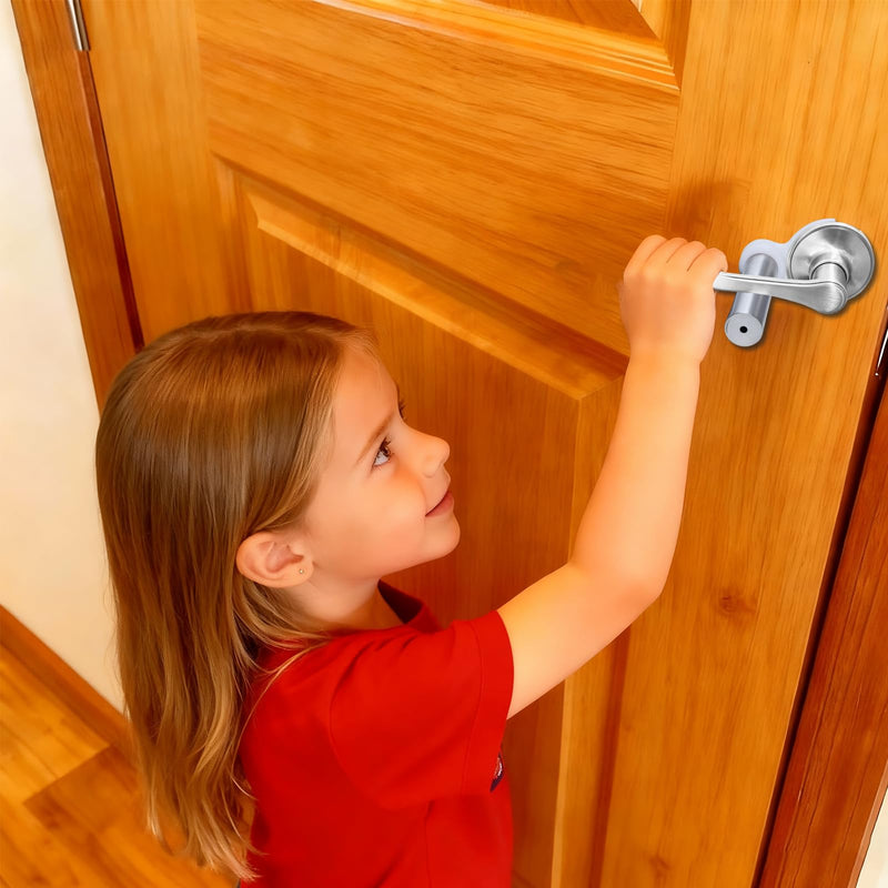 Pet Proof Door Lever Lock, Door Handle Lock Child Safety, No Adhesive Baby Proofing Door Handle Lever for Toddlers Cats Dogs (White) White