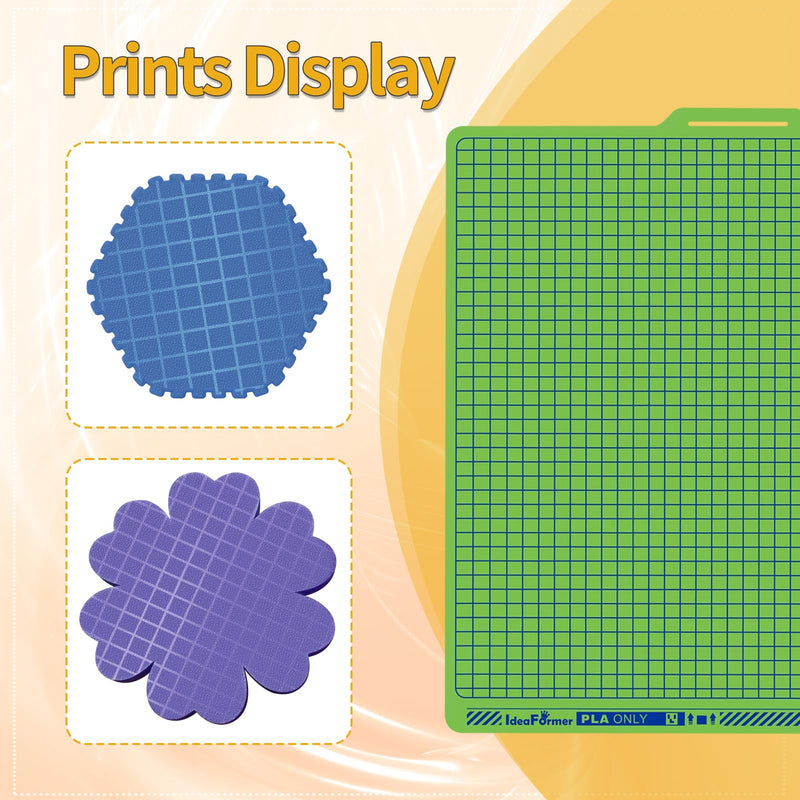 IdeaFormer-3D Grid Textured Cool Plate for Bambu Lab P1S P2S P1P X1C X1 A1, Low-Temperature Build Plate PLA Cold Plate for Bambu Labs 257x257mm