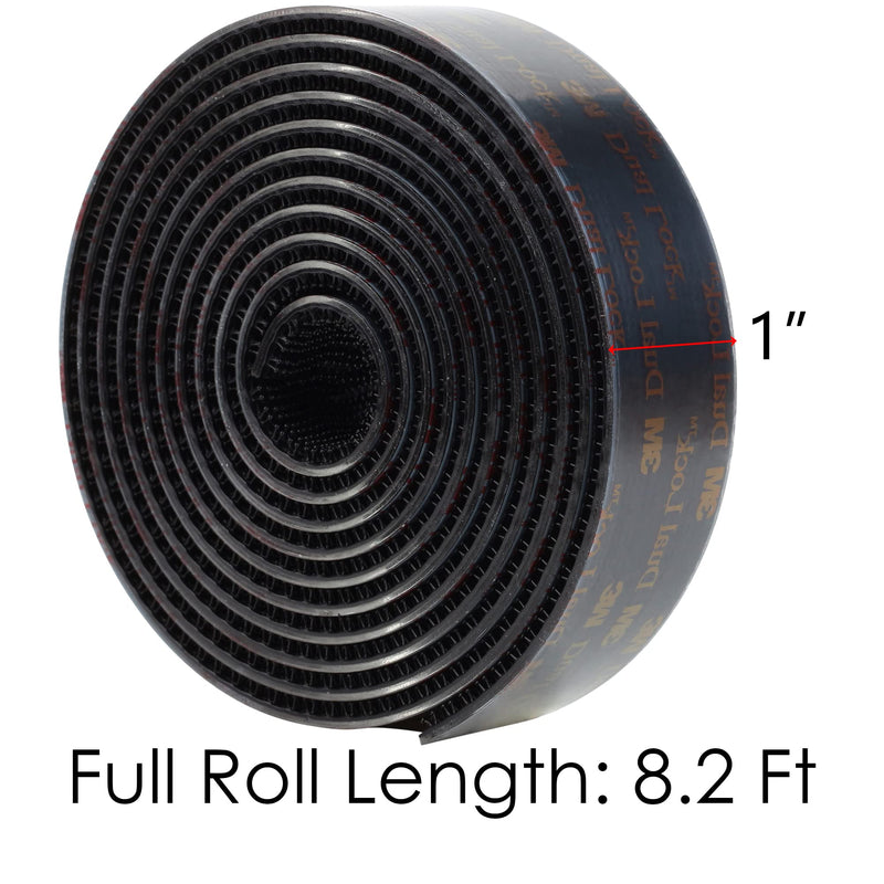 3M Dual Lock SJ3550A 1"×8ft Black 1 Pack Reclosable Fastener Mounting Tape Interlocking Mushroom Shaped Strong Adhesive Hook Lock Sticky Tape for Indoor and Outdoor