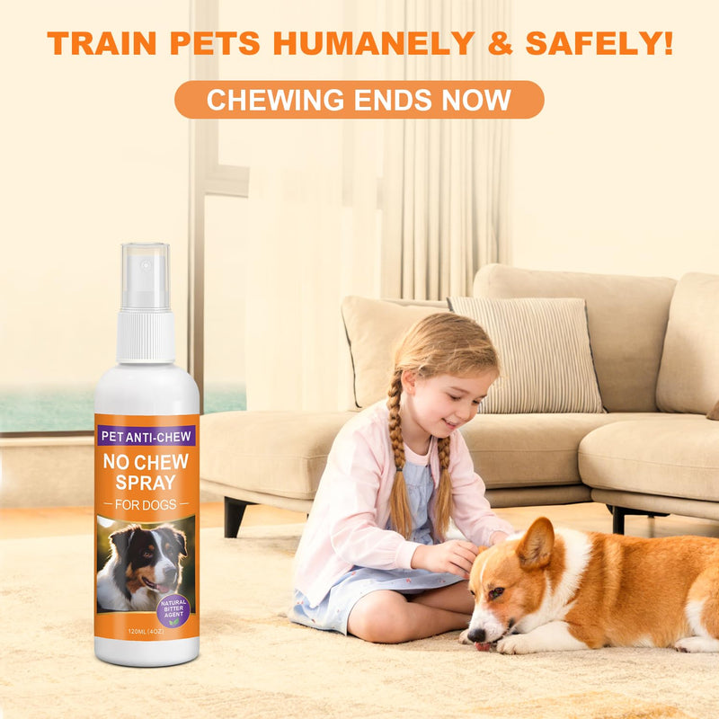 No Chew Spray for Dogs, Bitter Spray for Dogs to Stop Chewing & Licking, Natural Ingredients, Stop Destructive Behavior, Effectively Protect The Safety of Furniture,Plant,Shoes(120ml) 120ML