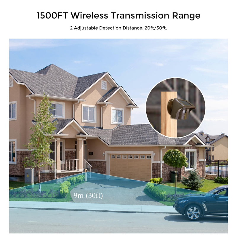eMACROS Pro 3 Driveway Alarm with Phone App,1/2 Mile Long Range Solar Wireless Driveway Alarm,Outdoor Driveway Alarms Wireless Outside Weatherproof Motion Sensor & Detector（Only Sensor） 1sensor