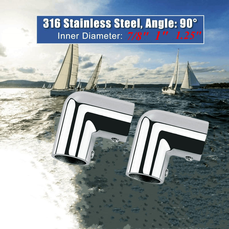 Marine 2-Way Cross Tube Pipe Connector, Heavy Dudy Stainless Steel 316 Boat Hand Rail Fitting Yacht Hand Pipe 90 Degree Elbow 1 Size:25.4mm /1"