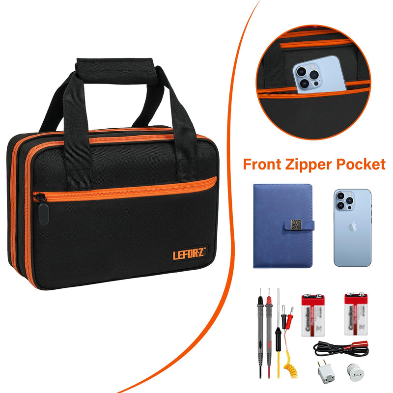 Carrying Case Compatible with Klein Tools ET310 AC Circuit Breaker Finder & RT250 GFCI Outlet Tester & Electrical Test Kit,Circuit Tester Storage Organizer Fits for Digital Multimeter,Clamp Meter Black & Orange