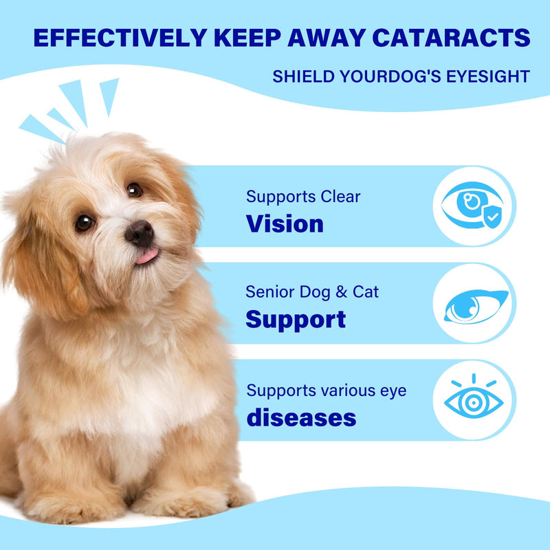 Eye Supplements for Dogs - Vision Support Soft Chews with Lutein, DHA & Vitamin C | 120ct Salmon Flavor Tear Stain Chews | Cataract & Dry Eye Relief Supplement (90 Ct)