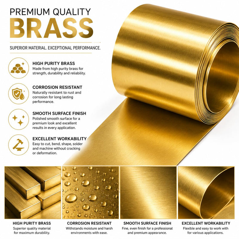 Thin Brass Sheet Metal 0.2MM Thick x 200MM Wide x 1 Meter Long, Flexible Brass Strip for Engraving, Metal Crafts, Jewelry Making, Model Building & DIY Projects