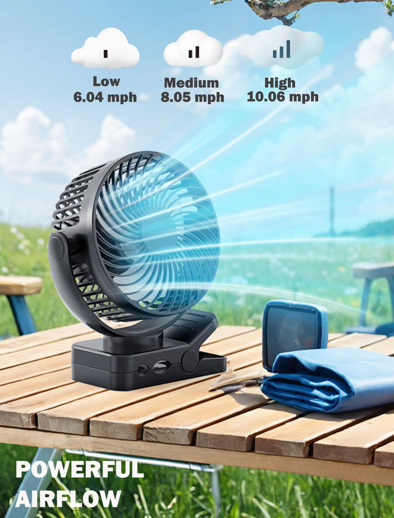 Magnetic Cruise Ship Approved Fan, 12000mAh Battery Operated Clip on Fan with 3 Speeds, LED Lantern, Timer, Magnetically Sticks on Cabin Ceilings and Walls, Cruise Essentials 2026 1-Pack