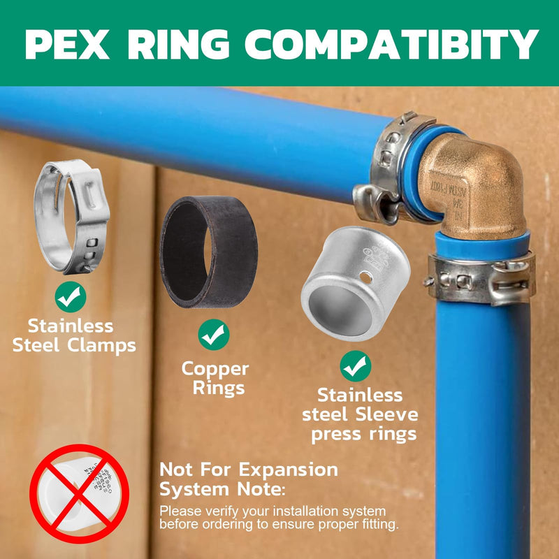OURU 32PCS 1/2 Inch PEX Fittings Kit, 16 Elbows, 8 Tees, 8 Couplings 1/2" x 32PCS