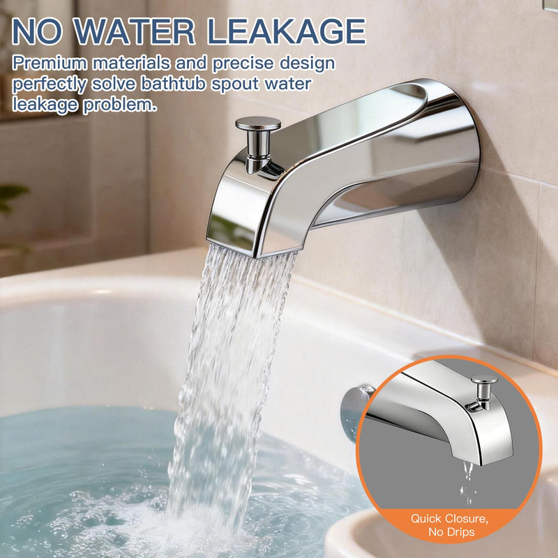Tub Spout with Diverter, Heavy Duty All Metal Bathtub Faucet with Brass,Shower Slip-on Bathtub Faucet for 1/2 Inch Copper Pipe,5-3/8 Inch Bath Tub Faucet Replacement,Chrome Chrome