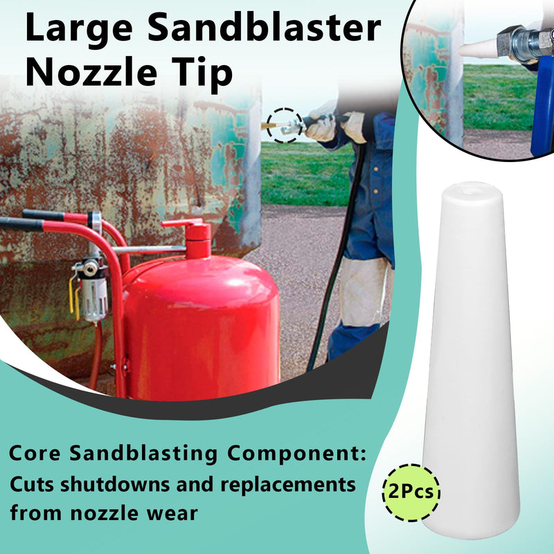 2PCS Large Sandblaster Nozzle Tip Ceramic, 3/16" ID Nozzle Tip, Sandblast Machine Nozzle Replacement, Sandblasting Consumables