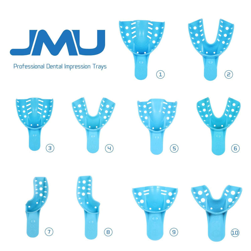 JMU Dental Impression Tray 12 Pcs, Perforated Disposable Impression Trays, 4 Medium Lower #4