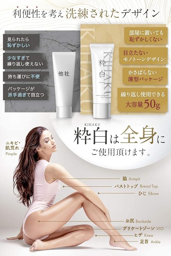 Body Care Cream, Intensive Care Cream, Armpit, Face, Elbow, Knee, Maternity, Moisturizing, , 1.8 oz (50 g), Pure White (Kihaku) - NewNest Australia
