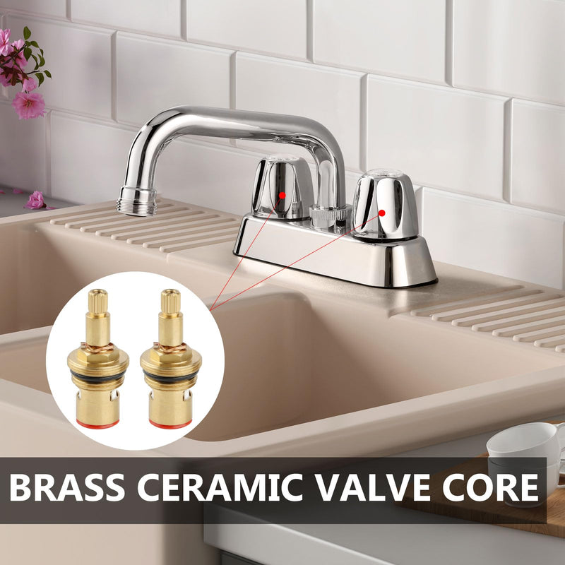 2 Handles Utility Laundry Sink Faucet 4 Inch Centerest Laundry Faucets for Utility Sink Laundry & Utility Room Sink Faucet with Swivel Spout and NPT3/4 Threaded End Polish Chrome