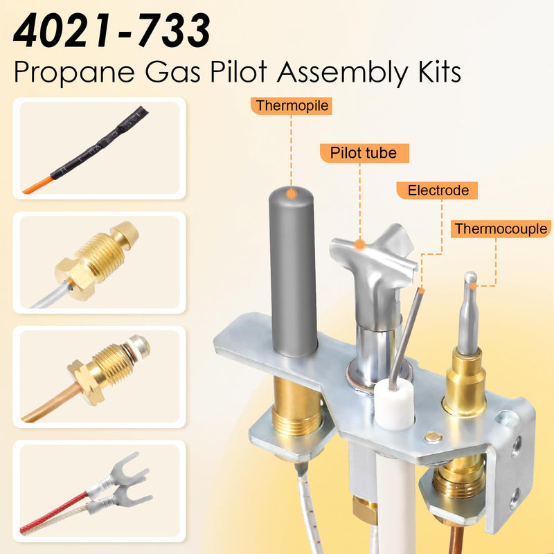4021-733 Pilot Assembly Kits Propane Gas for Heat N Glo, Heatilator Fireplaces, 25661 Pilot Assembly with Thermocouple, Thermopile Replacement Parts for Heatilator Gas Stoves 4021-733 Propane Gas